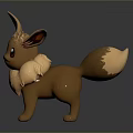 Animated 3D Character Model Of Brown Eevee With Big Ears Fluffy Tail And Friendly Expression