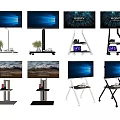 Multiple Modern TVs On Various Mobile Stands With Storage And Different Styles 3d model