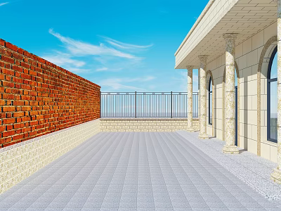 Modern courtyard golden hemp stone column 3d model