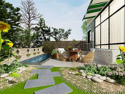 Modern Garden Retransmission Garden 3d model