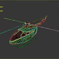 Green Utility Helicopter 3D Render with Detailed Exterior on Gray Background