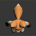 Anthropomorphic Fox Character 3D Model With White Shirt Blue Tie Mask Grey Pants And Gloves