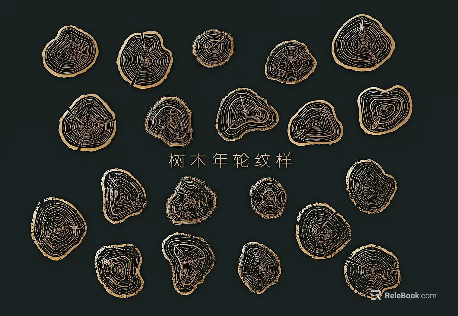 Unique Decorative Wooden Tree Ring Pattern Pendants With Multiple Designs For Home Decoration 3d model 