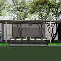 Modern Pavilion Community Meeting Room 3d model
