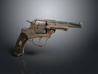 Vintage Revolver Weapon With Aged Metal Surface And Wooden Grip Design 3d model