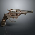 Vintage Revolver Weapon With Aged Metal Surface And Wooden Grip Design