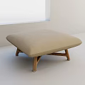 Simple Design Stool With Beige Padded Cushion And Wooden Legs