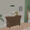 Modern Dining Table Walnut Folding Dining Table and Chair 3d model