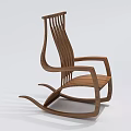 Wooden Rocking Chair With Modern Design Curved Armrests Slatted Backrest And Ergonomic Structure