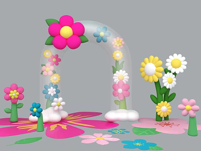 Vibrant Inflatable Flower Arch Decoration With Colorful Petals For Festive Events 3d model