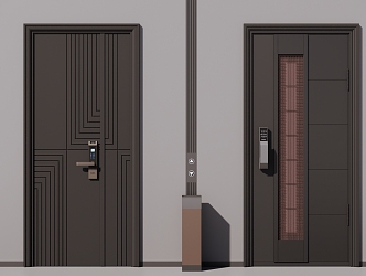 Modern swing door security door 3d model