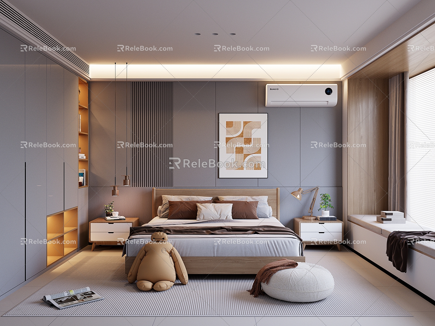 Simple Light Luxury Master Bedroom 3d model