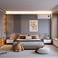 Simple Light Luxury Master Bedroom 3d model