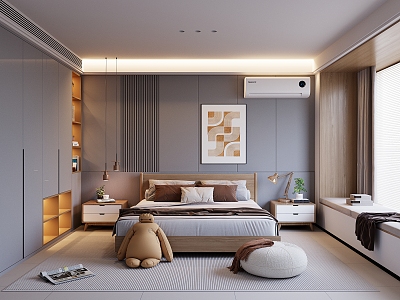 Simple Light Luxury Master Bedroom 3d model