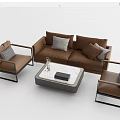 Modern Leather Sofa And Coffee Table Set With Armchairs And Marble Top