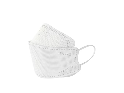 White Protective Face Mask With Ear Loops And Seam Details For Safety 3d model