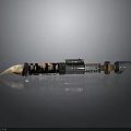 Decorative Weapon Design With Gold And Black Patterns Metal Blade And Mechanical Structure