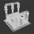 Detailed Ancient Stone Architectural Component Model with Columns Arches and Steps 3d model