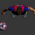 Man Wearing Barcelona Football Jersey With Red Blue Stripes Number 10 And Soccer Ball