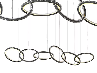 Modern Ring Shaped Chandelier With Multiple Circular Hoops And LED Lighting 3d model