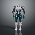 Futuristic Game Movie Character Robot With White And Teal Mechanical Structure Standing Pose