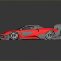 Red And Gray High Performance Race Car With Streamlined Body And Large Rear Wing