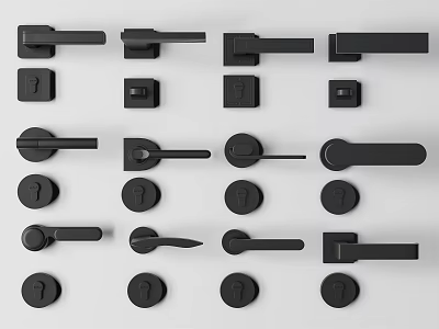 Modern Door Handles Collection With Various Designs And Functional Shapes 3d model
