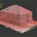 Stone Building Model With Gray Roof Stone Walls And Door On White Platform