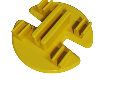 Durable Yellow Industrial Plastic Mechanical Component With Protruding Ridges And Slot Design 3d model