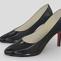 Stylish Black Patent Leather High Heels With Red Heels And Pointed Toe Design