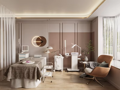 Modern Beauty Spa Treatment Room With Comfortable Bed And Professional Equipment 3d model
