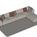 Multi-person sofa double sofa 3d model