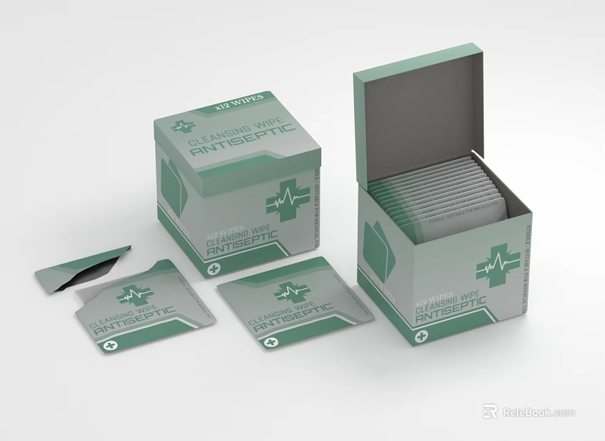 Open Medical First Aid Box Containing Emergency Cards With Cross And ECG Symbols 3d model 