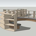 Modern Curved Bookcase With Open Multiple Shelves And Unique Spacious Structure 3d model