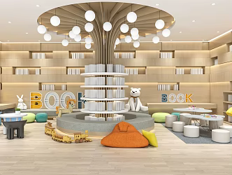 modern library 3d model