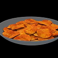 Crispy Delicious Potato Chips Served On A Gray Plate As Tasty Snack