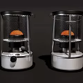 Industrial Equipment Gas Heaters with Metal Mesh Covers White Bases and Orange Heating Elements