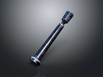Portable Tactical Metal Tubular Weapon With Shiny Surface And Red Accent 3d model