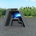 Modern Interactive Public Facility Kiosk With Digital Display Screen In Outdoor Park Area