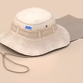White Wide Brim Hat With Cabal Label And Gray Storage Bag 3d model