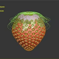 Red Strawberry With Green Leaves And Glossy Textured Surface On Dark Background