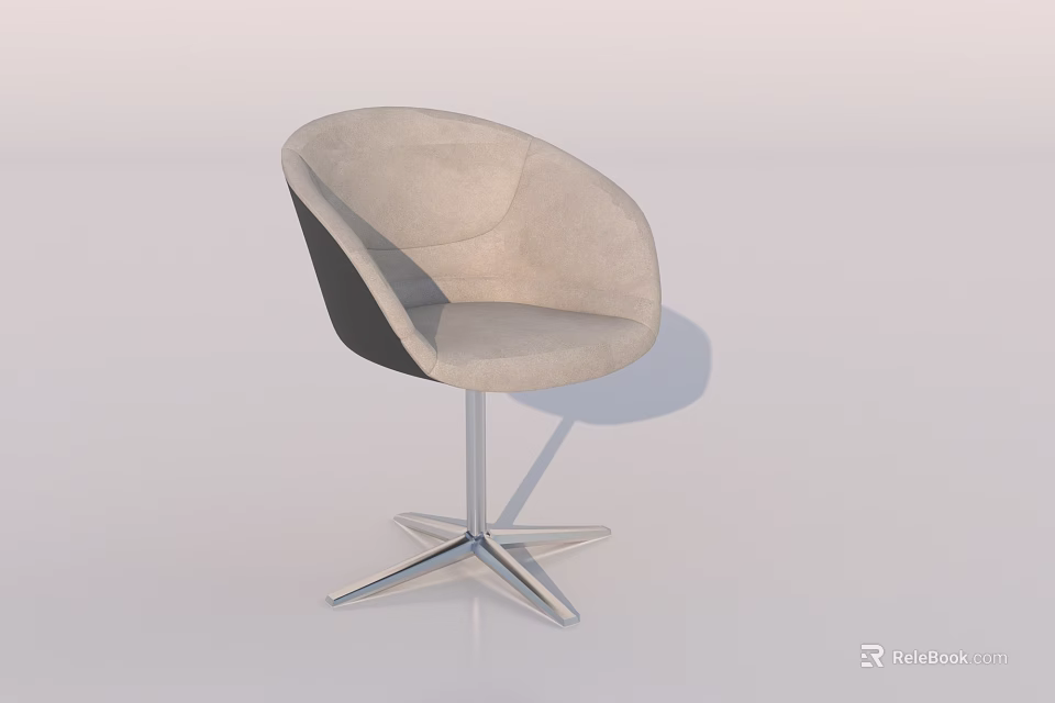 Modern Light Gray Fabric Sofa Stool Featuring Star Shaped Metal Base And Sleek Design 3d model