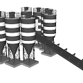Industrial Equipment Storage Silos Structure With Conveyor Belt And Steel Supports