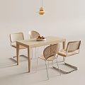 Quiet wind dining table and chair combination chandelier 3d model