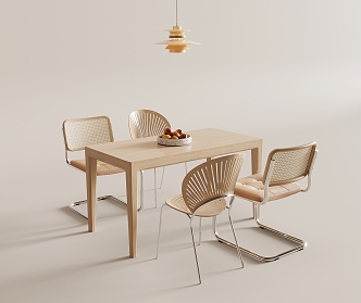 Quiet wind dining table and chair combination chandelier 3d model