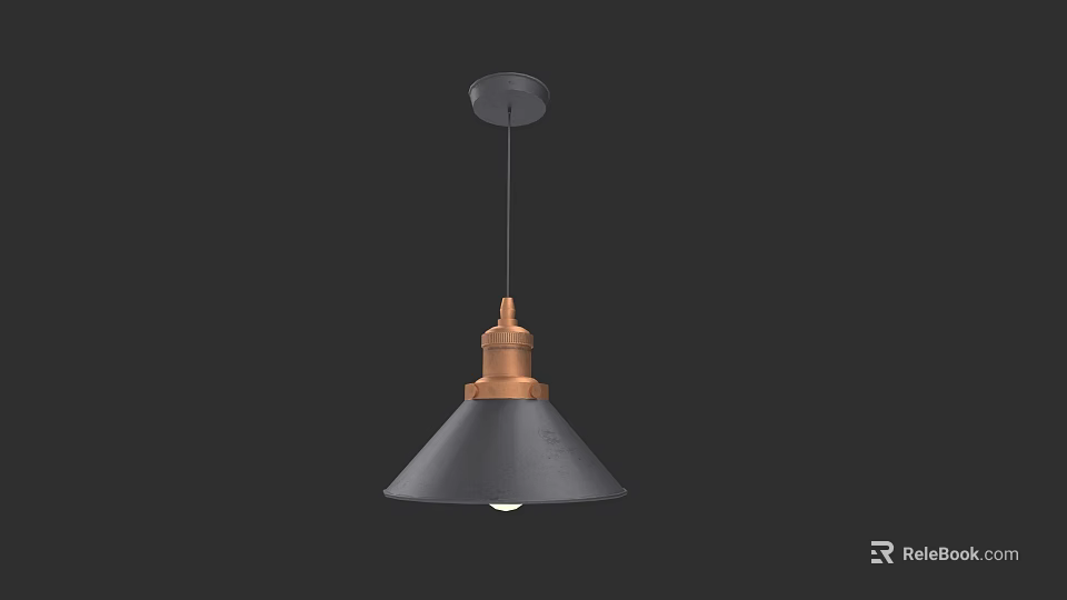 Modern Black Pendant Light With Gold Accent And Conical Shade Design 3d model 