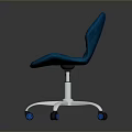 Stylish Blue Velvet Chair With Unique Design And Metal Base Wheels