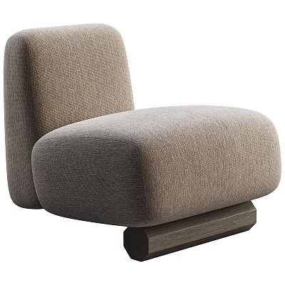 Comfortable Taupe Upholstered Accent Chair with Rounded Design and Sturdy Wooden Base 3d model