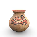 Traditional Terracotta Clay Vase With Red And Black Snake Like Patterns
