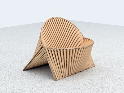 Creative Curved Striped Leisure Chair Made Of Cardboard With Modern Minimalist Design 3d model